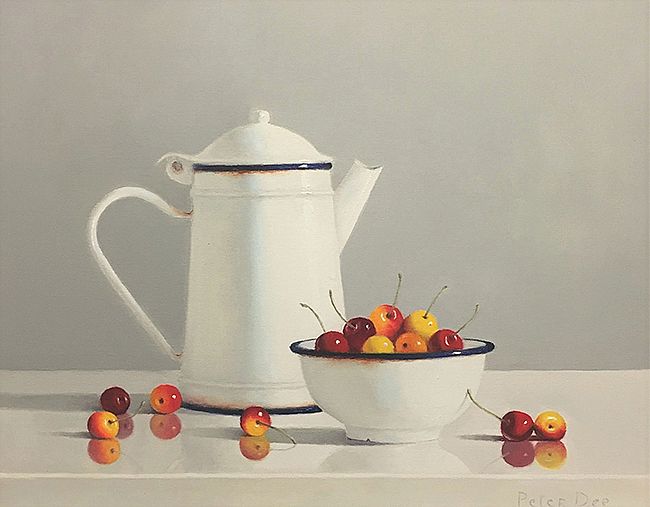 Vintage Enamelware with Cherries by Peter Dee